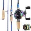 Accessoires Sougayilang Reel und Stangenset 2,1 m Kohlefasergussgussfischereiungsstange 7.2: 1 Baitcasting -Rolle mit 100 m Fischerei Full Kit Pesca