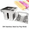 Makers Stainless Steel Ice Lolly Popsicle Mold 8pcs/tray 6 Types Option Ice Pops Mould with Sticks Holder Home DIY Ice Cream