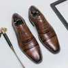 Casual Shoes Business Men Leather Formal Dress Oxford Career Manager Man Work Moccasins Luxury Printed Brogue