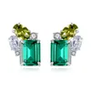 Emerald Gemstone Stud -oorbellen S925 Zilveren glanzende zirkoon oorbellen Europees Temperament Niche Design Jewelry294Q