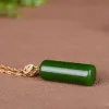 Naszyjniki naturalne zielone jadecie cylindryczny wisiorek Naszyjnik Kobiety mężczyźni oryginalne jades kamienny amulet prezenty dla damskich mody biżuteria