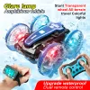 Voitures Nouvelles LED Amphibie RC Car Dual Remote Control Cascade étanche Cascade Double Flip Drift Drive 360 ° Rotation RC Cars Kids Toy