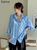 Blouses pour femmes Spring été les chemises imprimées à rayures irrégulières Tops Femme Fashion Longue Mode coréenne Madies Casual Womr