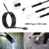 Cameras Type c Usb Endoscope Camera 8mm 720P 8led Waterproof Snake Endoscopic Inspection Hard Tube Camera PC Android for Huawei Phones