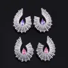 Earrings Heavy Industry Luxury Purple Zircon Geometry Earrings 2023 Temperament New Earrings Exaggerate Rhinestone Stage Jewelry Gift