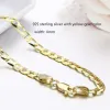 Necklaces 45cm80cm 4mm Slim 925 Sterling Silver W/ Gold Color Curb Chain Link Necklaces Men Jewelry Hiphop collares kolye Collier ketting