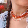 Necklaces bohemian Punk red coral bead big baroque freshwater pearl necklaces for women Choker Necklace Party Jewelry Gift