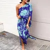 Party Dresses Women's One Shoulder Dress Sexy Slit Hem Floral Printed Fitting Fashion Trend Southeast Asian Resort Style Casual