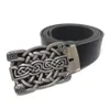 High Quality Mens Leather Belt With Celtic Knot Buckle Metal Fashion Black PU Vintage Cowboy Belts For Men2760226