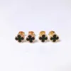 Designer Charm Version haute van Small Small Four Boucles d'oreilles de trèfle femelle or épaissie 18K Rose Gold Plaqué naturel noir Agate blanc Fritillaria