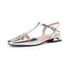 Scarpe casual krazing pentola in pelle di pelle quadrata di punta a basso tacchi bassi cinturini slingback gladiator ins rome ventilate sandali dolci