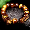 Brangle Nature Feng Shui Bracelets Men Tiger Eye Beads Bracelets pour femmes pour femmes Pixiu richesse et bonne chance