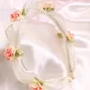 Accessoires de cheveux Oaoleer Sweet Bride Pearls Flower Bandons pour les filles Brides Dromme de fumée Bride Breft Hoop Kids Headwear Wedding