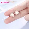 Stud Earrings High Quality Real 925 Sterling Silver Floral Flower Freshwater Pearl Jewelry Temperament Women Birthday Gift