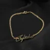 Brins Uwin Nom Bracelet Lettres avec chaîne cubaine en acier inoxydable DIY Cadeau de bijoux de cheville initiale personnalisée