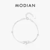 Stränge Modian 925 Sterling Silber Doppelschichtherzen zum Herz Armband Einfache verstellbare Verbindungskette für Frauen Schmuck Weihnachtsgeschenke