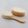 2024 Ny babyvård Pure Natural Wool Baby Baby Brush Comb Brush Baby Hårborste Nyfödd hårborste Spädbarnskam Huvud Massagerinfant Träkam