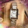 Relogio femininoローマ数ダイヤル女性時計28mm豪華なファッションソリッドステンレススチールクォーツムーブメントローズゴールドシルバータンクマストデザイン腕時計