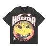 Summer Men Womens Hellstar T Shirt Wash Gray Heavy Craft Unisex Short Sleeve Top High Street Fashion Retro Mens T-shirt