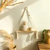 Decorative Plates Wood Wall Shelf Macrame Floating Display Shelves Hanging Plant Corner Holder Stand For Room Decor Home Garden Decoration