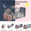 Mommy Baby Diaper Bag Backpack Changing Pad Shade Mosquito Net Wet and Dry Carrying USB Charging Port Stroller Hanging Free 240408