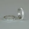 Bröllopsringar Rektangel Full Mossanite Ring 925 Sterling Silver Plated Gold 2*4mm Emerald Cut Diamond Rings Wedding Eternity Band for Women 240419