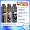 Oryginalny Vapme King Pro 12000 Puff Ujeżdżalne Pen Pen 20 ml wstępnie wypełniona cewka siatkowa 850MAH Bateria 0% 2% 3% 5% Puffs 12k E papieros 10 Smaki