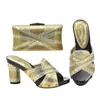 Dress Shoes Arrival Yellow Color Ladies Matching And Bag Set Decorated With Rhinestone African Women Wedding Sets