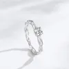 Rings de cluster Ailmay Real 925 prata esterlina linha simples linha cúbica zirconia wedding dedo anel de dedo para mulheres presentes de jóias de aniversário de engajamento