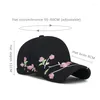 Bollmössor Korean Flower broderi Baseball Kvinnor Söt plommon utomhus Lång grim Sun Visor Hattar Bomull Justerbar sportmössa