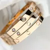 Pulsera de tornillo de diseño moda de joyería de lujo brazalete de 18 km de oro rosa plateado titanio acero inoxidable brazalete de diamantes pulsera de uñas para mujeres regalo de joyería