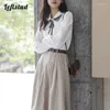 Scherma di vellutoy casual Simple Solid Color Skirt 2024 Spring Corea A-Line Mid-Calf Women High Wiled con cintura