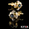 Links Kflk Jewelry Shirt Fashion Rumlink para masculino Crystal Cuff Link Botão de casamento de luxo masculino High Quality