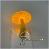 Decorative Objects Figurines Environmental Protection Led Night Light Mushroom Wall Lamp Eu Plug Control Induction Energy Saving Bedro Dhows