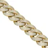 Moissanite Prong Miami Link -ketting ketting 14k geel goud vermeil over vaste 925 zilveren diamanten ketting diamant Cubaanse ketting
