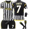 Футбольные наборы/спортивные костюмы 2324 Juventus Home Jersey Set № 9 Hovic 22 Di Maria 10 Borgba 7 Chiesa