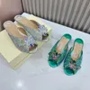 Slippers Women Summer Fashion Genuine Leather Crystal Mules Low Heels Slides Runway Outfit Party Dress