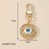 Keychains Zircon Hollow Evil Eye Ball Keynchain Keychain Key Anneau pour femmes Lovers Lovers Rétro Blue Box Box Box Car Solder Ornement Bijoux