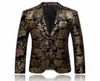 Gold Blazer Men Floral Casual Slim Blazers Ankomst Fashion Party Single Breasted Manlig kostym Jacka PS Size Blazer Masculino5191483