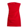 Abiti casual 2024 Mini abito rosso Donna arruffato a spalla corta per donne senza maniche Bodycon senza schiena Partito sexy