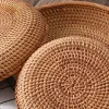 Paniers ronds Round Rattan Fruit Bols Panier de fruits en osier naturel Boho Toven Rangement Paniers à pain Plateau pour la cuisine de table basse de cuisine