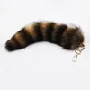 Keychains Faux Raccoon Tail Keychain Fur Bag Hanging Decor Soft Fluffy Key Ring Backpack Decoration Lobster