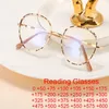 Women Reading Glasses High Quality Anti Blue Light Computer Metal Frame Round Eyeglasses Presbyopic Prescription Degree 0 ~ 600 240415