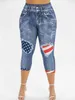 Plus-Größe Kleider plus Größe übergroßer Frauen Sommer-Denim Leggings Ladies Casual Mode hochwertige Hosen für weibliche Kleidung XL-4xl 2023 Y240422