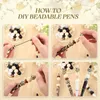 Beadable Pen Bulk DIY Bead Pen Kits Wooden Beaded Pen Ballpoint Pen Bead Pen Set for Kids School Students Stationery 240422