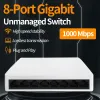 Anahtarlar Gigabit Network Switch 1000Mbps 8 Bağlantı Noktası Yönetilmeyen Ethernet LAN HUB IP Kamera, CCTV, Bilgisayar, WiFi, AP için Masaüstü Türü