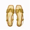 Scarpe casual 2024 Donne in oro di lusso sandali piatti leggeri estate bohémien zapatos mujer cladiator Beach Chaussure Femme