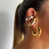 Boucles d'oreilles 5 paires, acier inoxydable punk gold plaqué chunky manchette de boucles d'oreilles pour femmes exagérées