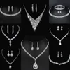 Valuable Lab Diamond Jewelry set Sterling Silver Wedding Necklace Earrings For Women Bridal Engagement Jewelry Gift I0nM#