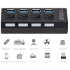 Hubs GRWIBEOU High Speed ​​USB Hub 3.0 5Gbps USB 3.0 4 Ports Hub Nyaste Compact Lightweight Portable Adapter Hub med strömförsörjning